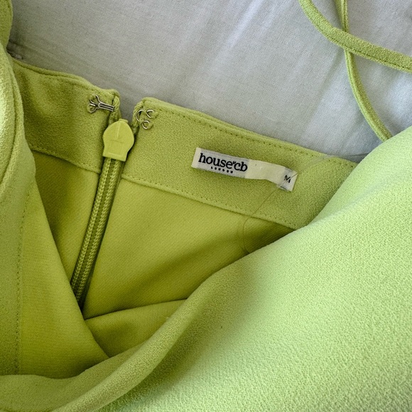 House of CB London Medium Alessia Lime Asymmetric Midi Dress Feather Hem - Picture 10 of 15